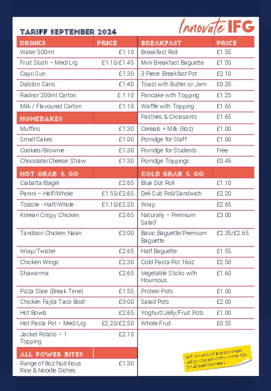 Innovate Client Tariff Poster   Sept 24